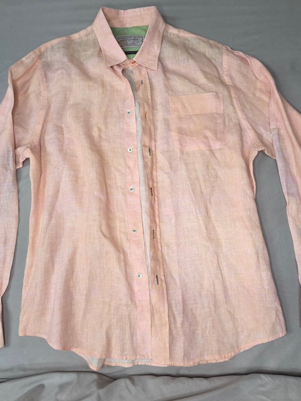 Alexander Julian Private Reserve Extraordinary Linen Shirt L Peach